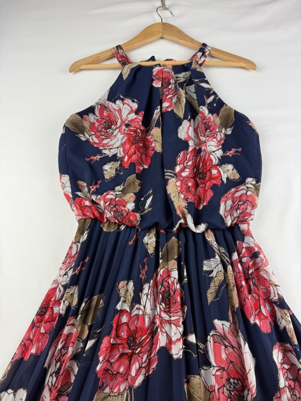 Bisou Bisou Navy Floral Maxi Dress Size 4 Lined Elegant - Picture 7 of 11